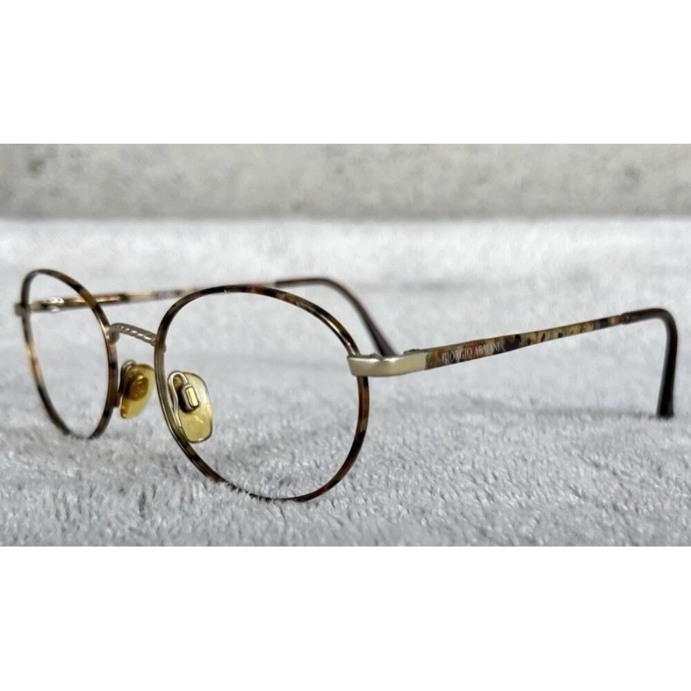 Vintage Giorgio Armani 222 866 Round Brown Camouflage Eyeglasses Frame 52-18-135